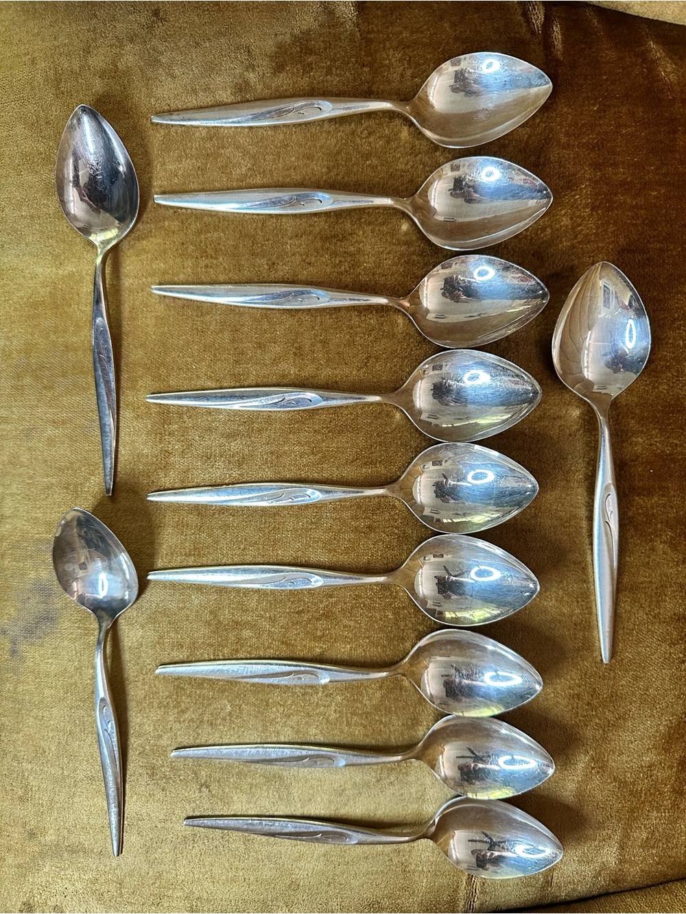 Set of 12 Vintage 60s Oneida Community Flight Silver Plated Tablespoons MCM